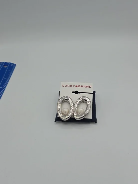 5 for $25! Lucky Brand Silver Tone Oval Pearl Drop Earrings - Picture 5 of 5